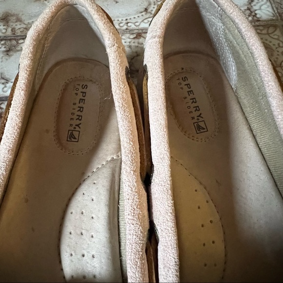 SPERRY Blush & Rose Gold Suede Topsiders w Rhinestone Accents Size 8 - Picture 7 of 10